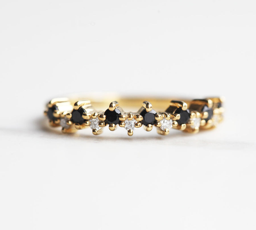 Ines Black Spinel and Moissanite Stacking Ring