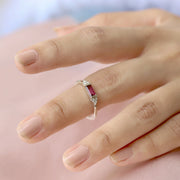 Malia Rhodolite Garnet Baguette Ring