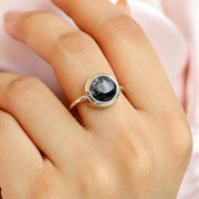 Juno Round Black Rutile Solitaire Ring