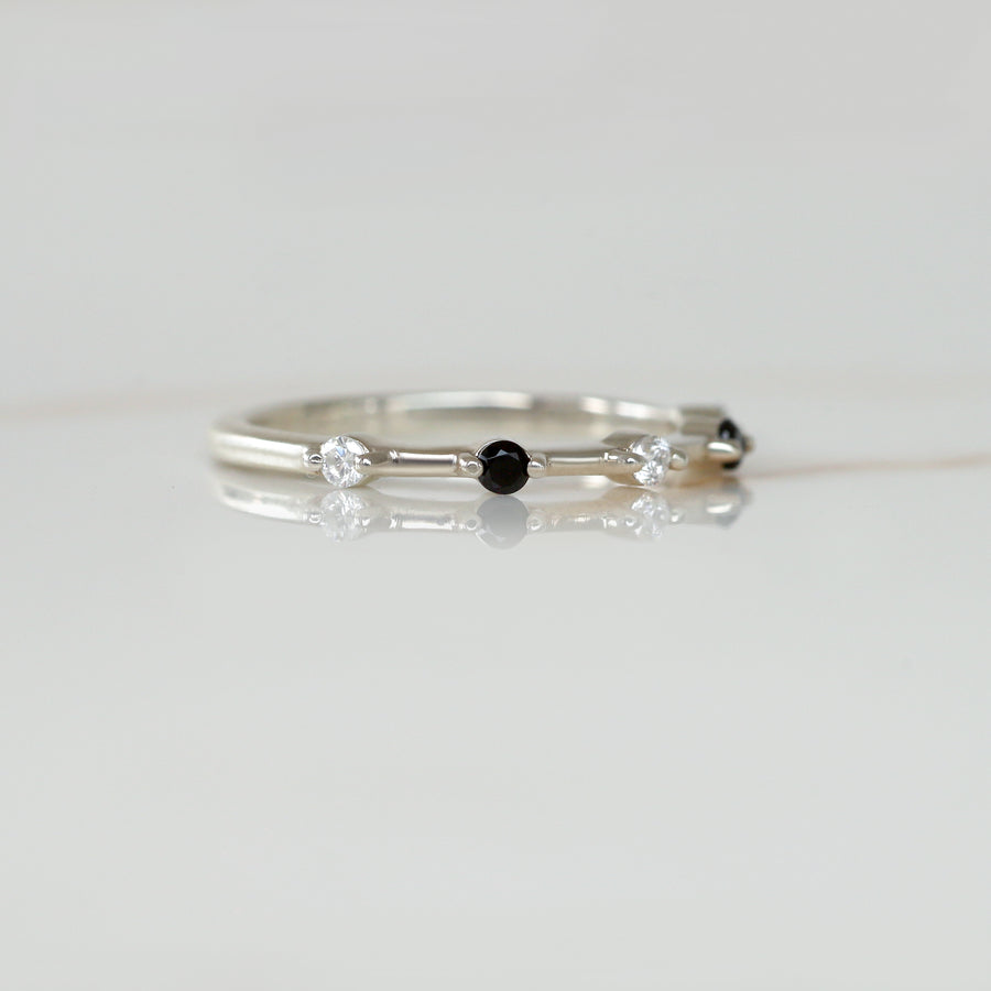 Cora Moissanite and Black Spinel Ring