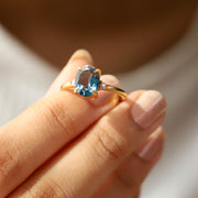 Taylor Oval London Blue Topaz Ring with Moissanite