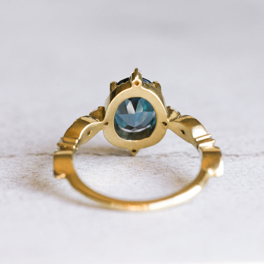 Amelia Oval Vintage Inspired London Blue Topaz Ring