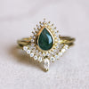 Venus Ring set with Pear Halo Moss Agate