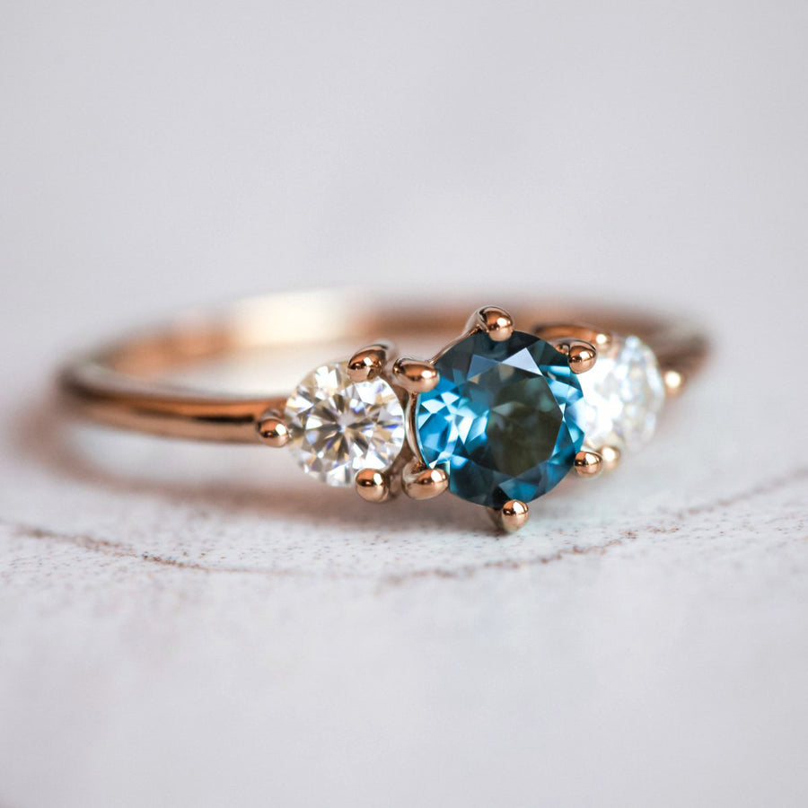Paloma London Blue Topaz and Moissanite Ring