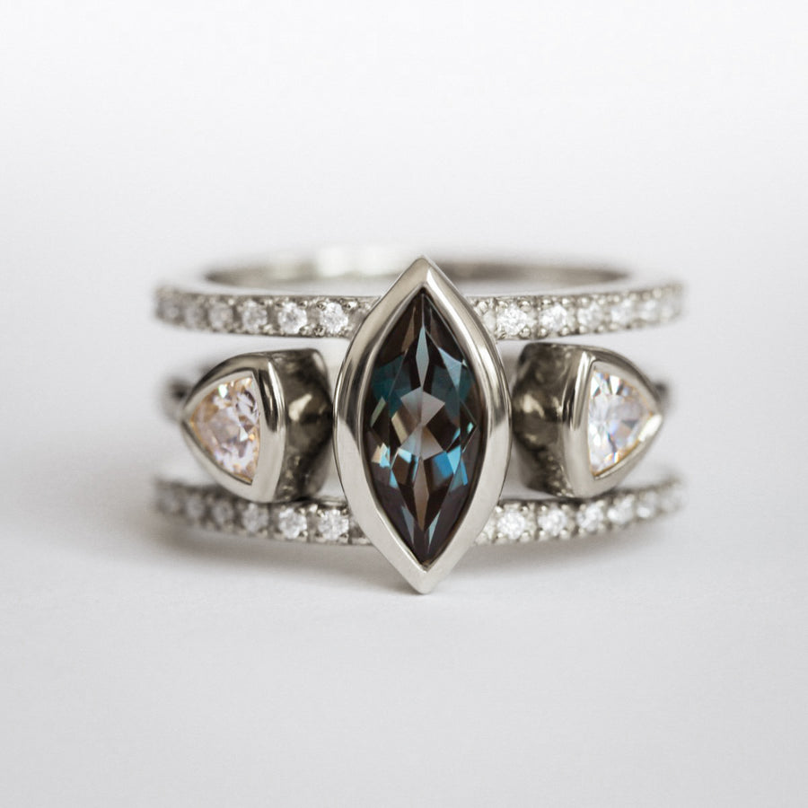 Raquel Double Band Ring Set with London Blue Topaz