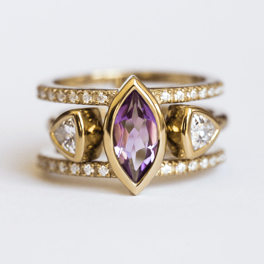 Raquel Double Band Ring Set with Amethyst