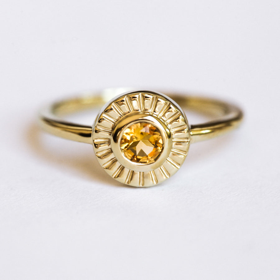Sunset Ring set with Citrine and Moissanite