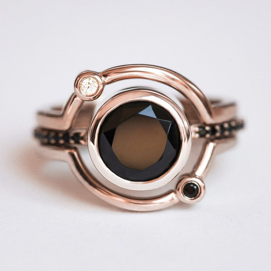 Astrid Round Black Spinel Solitaire Ring