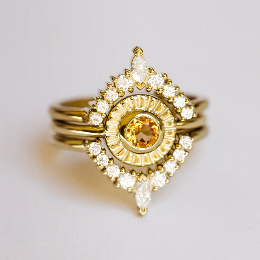 Sunset Ring set with Citrine and Moissanite