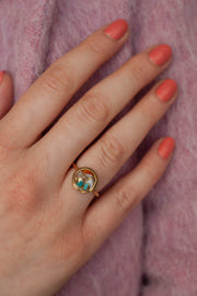 Juno Round Oyster Turquoise Solitaire Ring