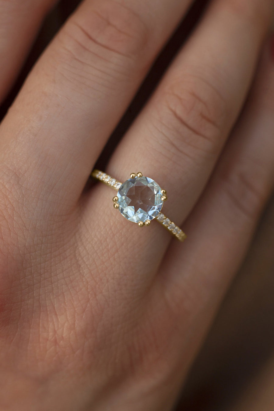 Corinne Sky Blue Topaz Solitaire Ring