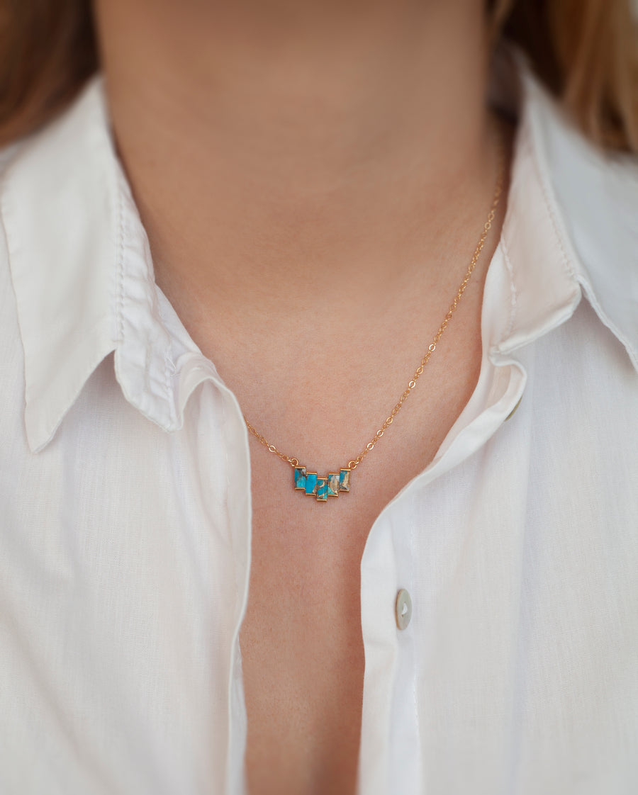 Doris Oyster Turquoise Baguette Necklace