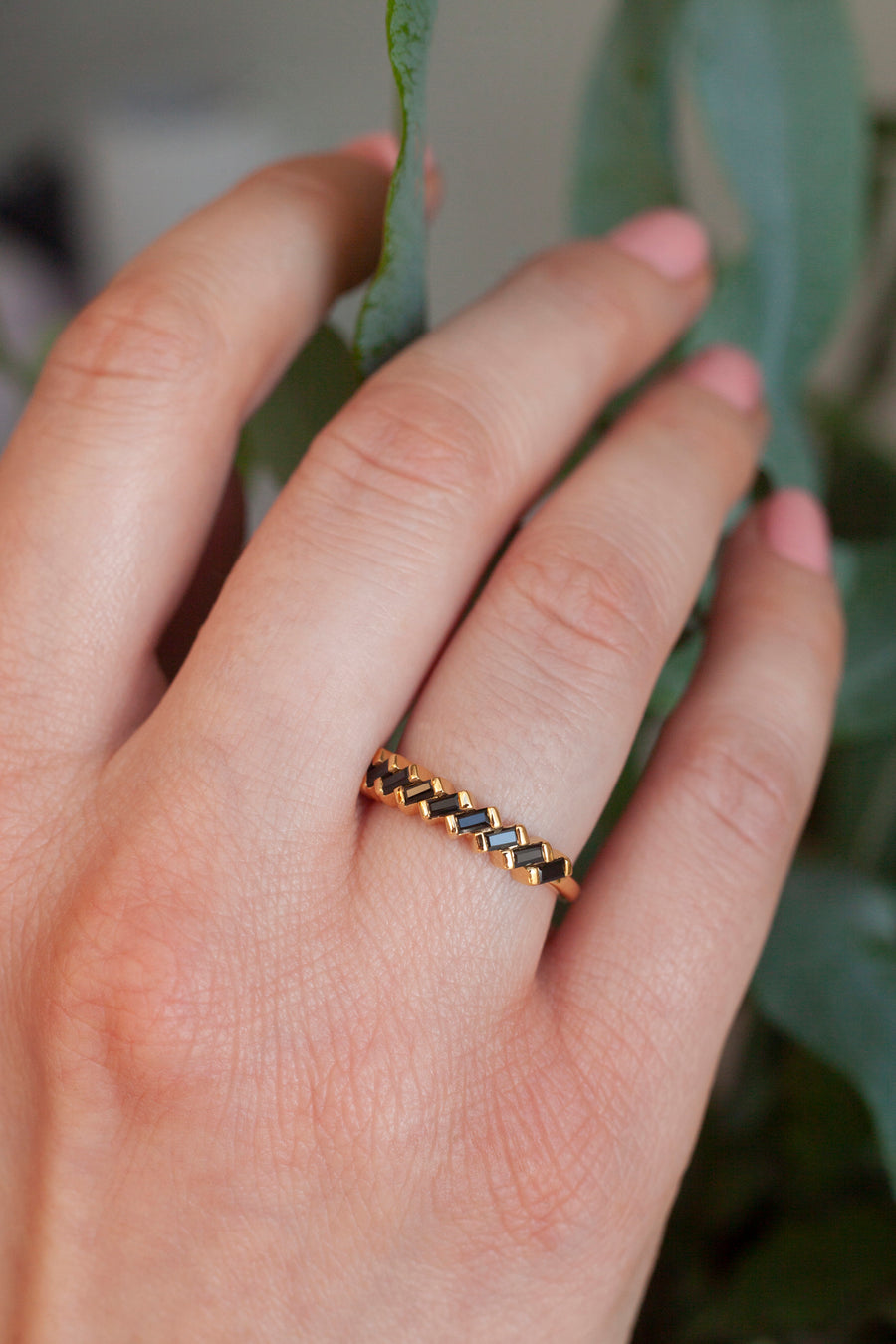 Claire Black Spinel Tapered Multi Baguette Ring