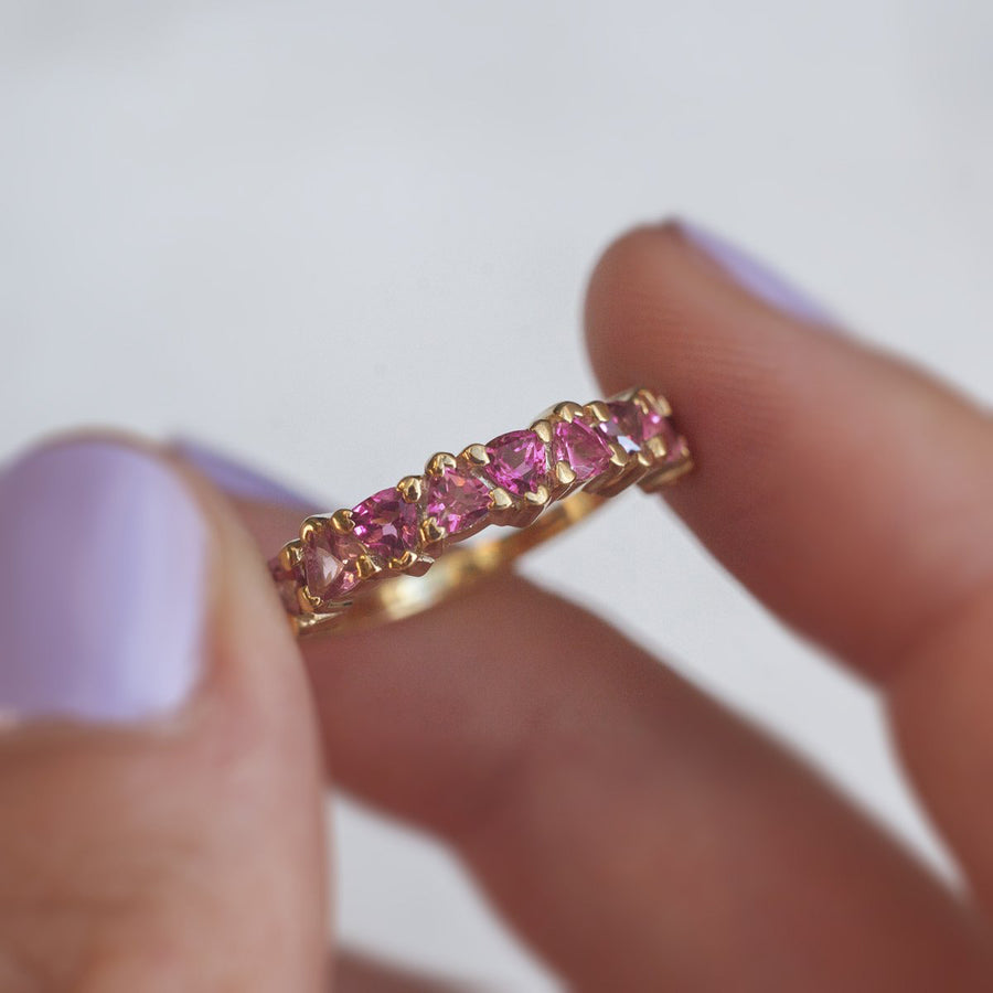Dora Trillion Rhodolite Garnet Ring