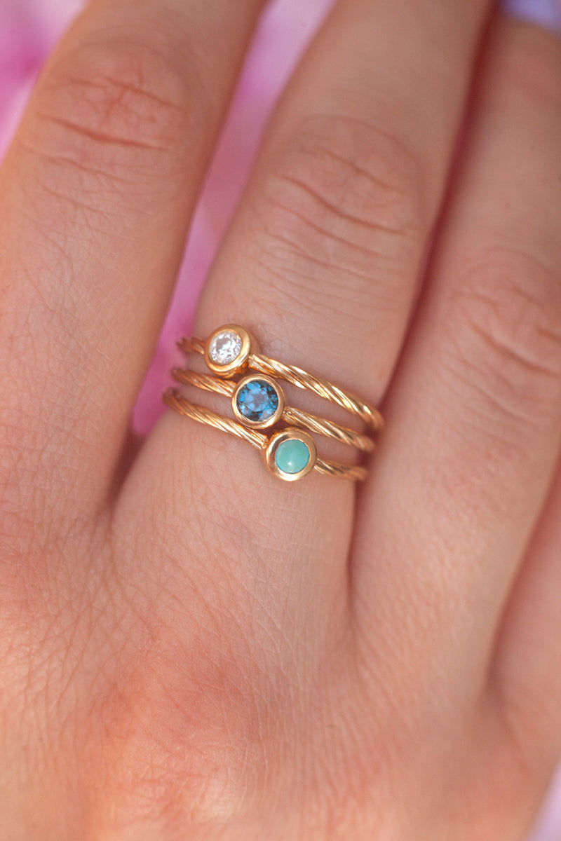 Copy of Rope Ring with solitaire Turquoise