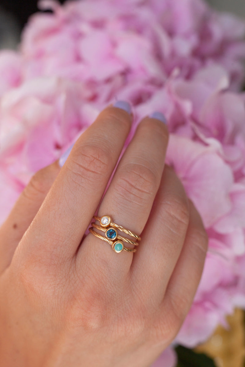Copy of Rope Ring with solitaire Turquoise