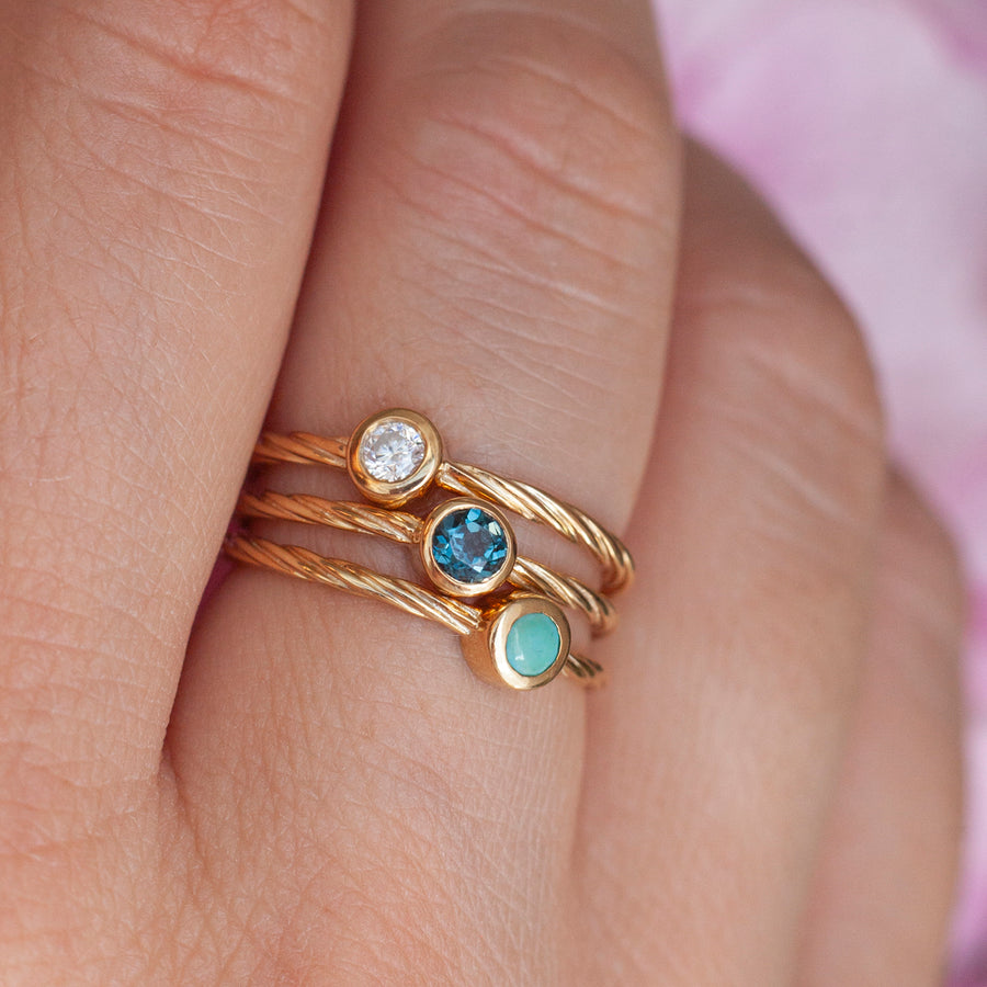 Rope Ring with solitaire Turquoise