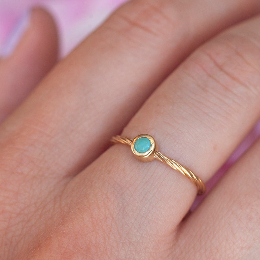 Rope Ring with solitaire Turquoise