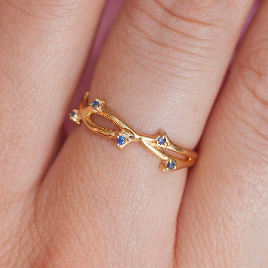 Naia Branch Twig Band with Blue Sapphire