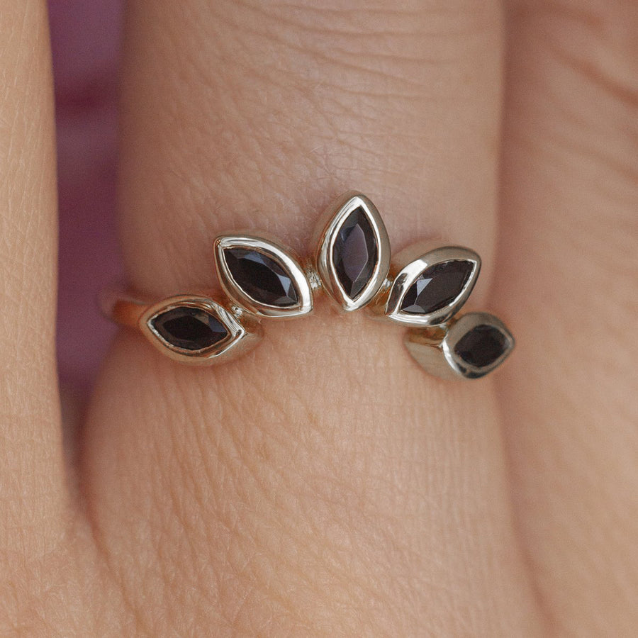 Eliza Stackable Marquise Black Spinel Crown Ring