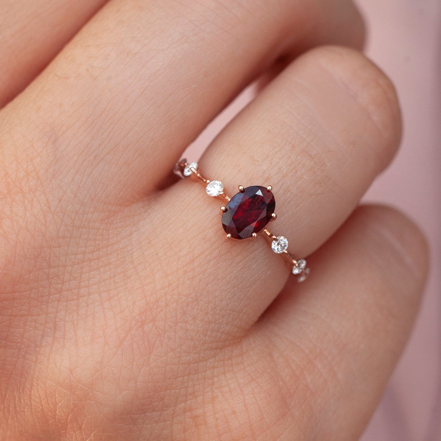 Ophelia Garnet Ring with Moissanite