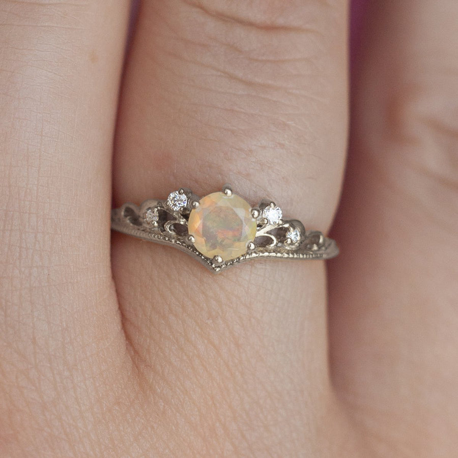 Lorna Vintage Solitaire Ring with Opal