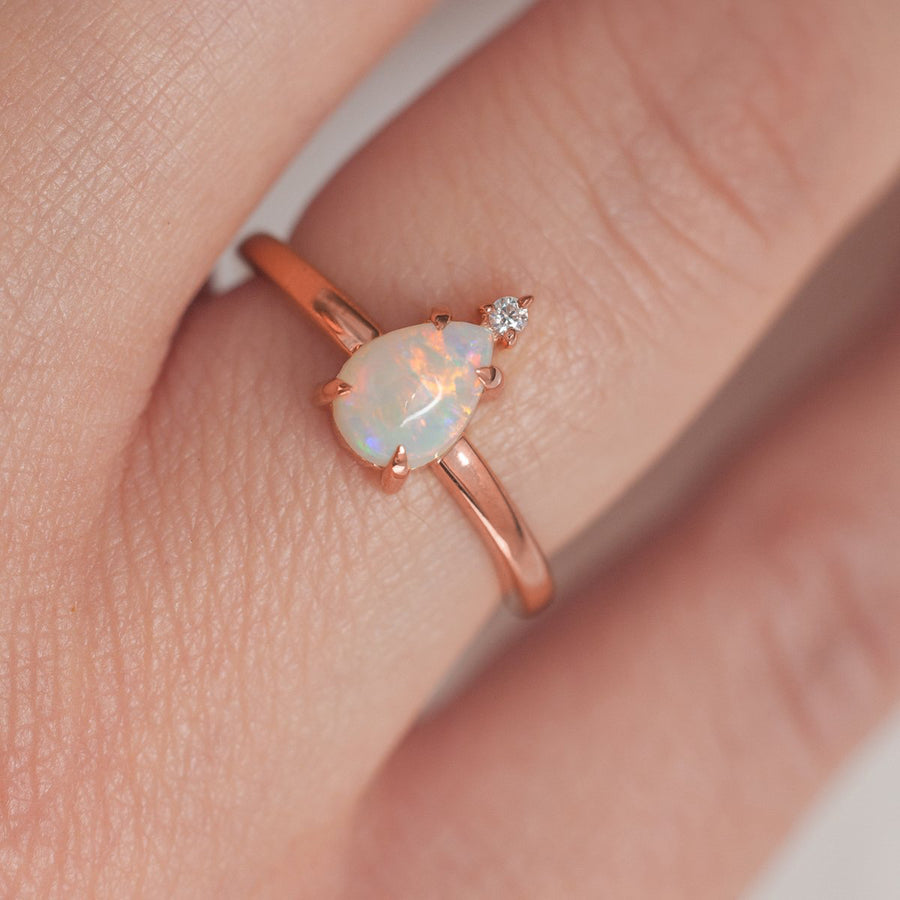 14k Australian Opal ring with Orange Sapphires – Emily Amey