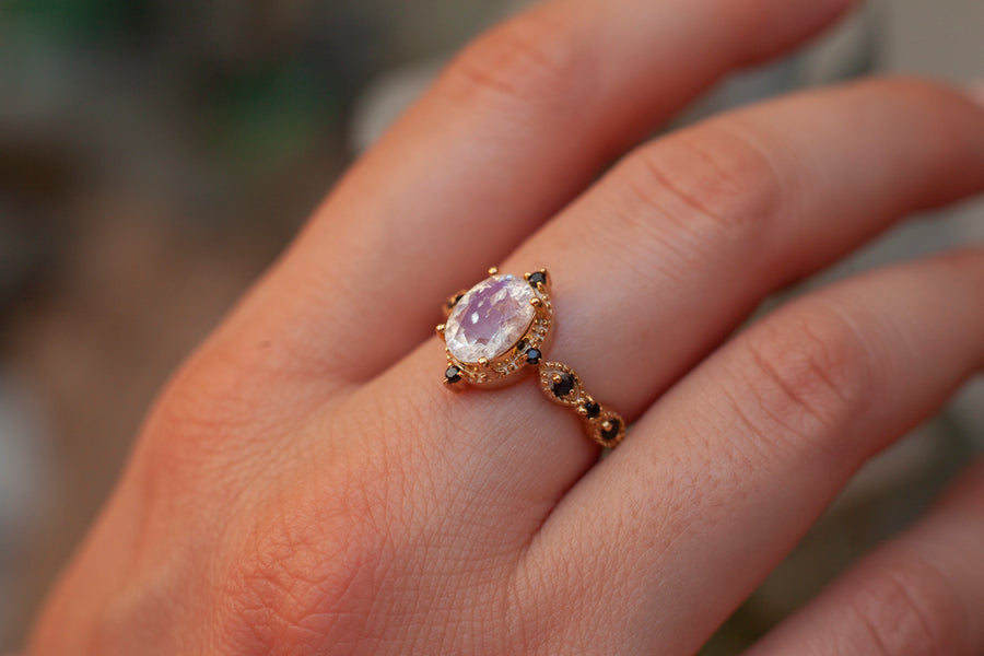 Amelia Oval Vintage Inspired Moonstone Ring