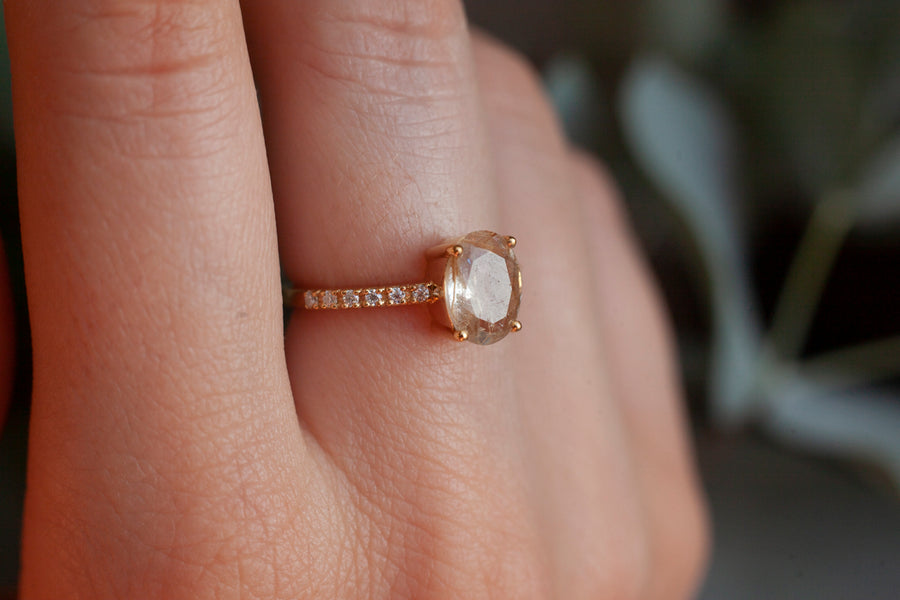 Drew Golden Rutile Quartz Ring with Moissanites Ring