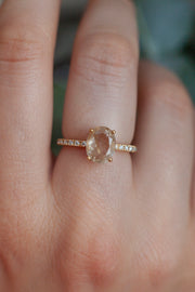 Drew Golden Rutile Quartz Ring with Moissanites Ring