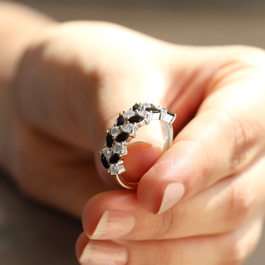 Mia Black Spinel and Moissanite Ring